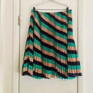 NWT Anthropologie Maeve Pleated Preppy Silky midi skirt 14